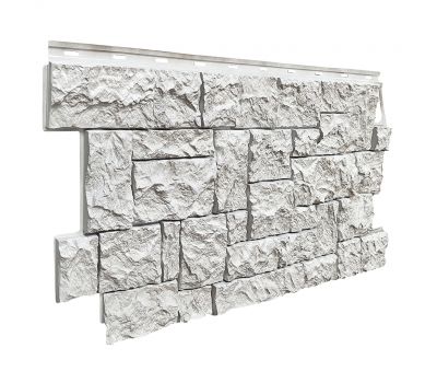 Фасадные панели (цокольный сайдинг) коллекция камень дикий - Мелованный белый от производителя Fineber по цене 740 р Фасадные панели (цокольный сайдинг) коллекция камень дикий - Мелованный белый от производителя Fineber по цене 740 р